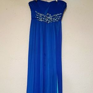Purple blue strapless dress
